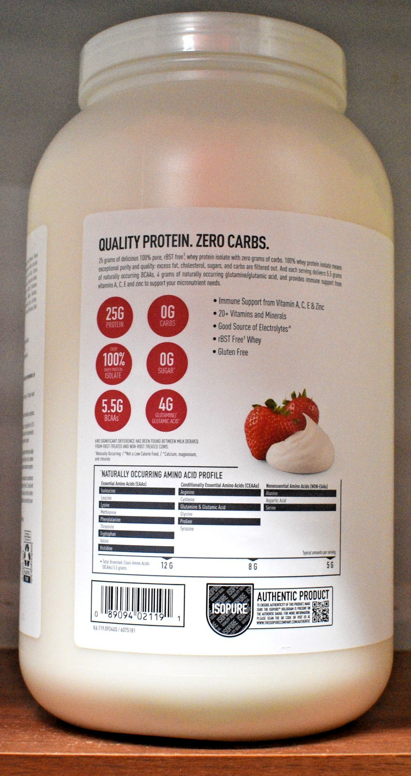 Isopure Strawberries & Cream Zero Carb Protein Powder 3 lb (1.36 kg) 44 Servings