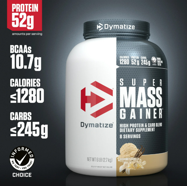 Dymatize Super Mass Gainer, Gourmet Vanilla, 52g Protein, 6 lb