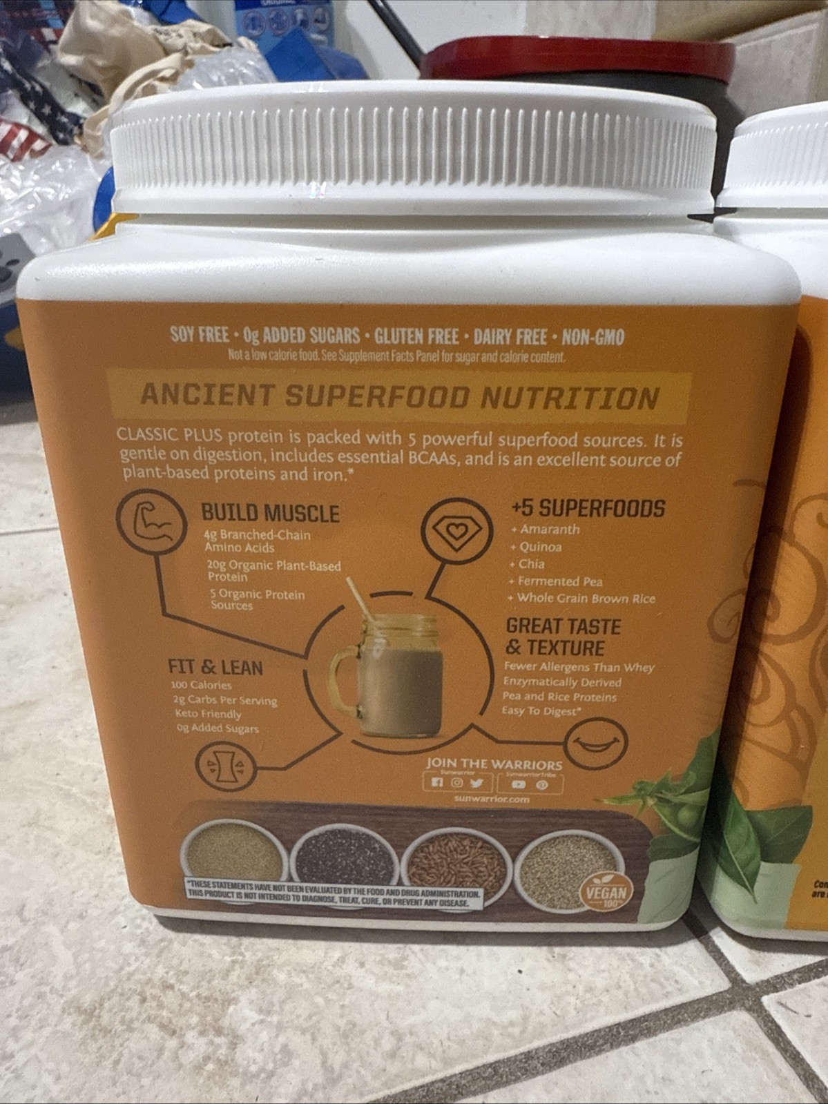 SUNWARRIOR Organic Classic Plus Natural, 13.2 oz./2 count
