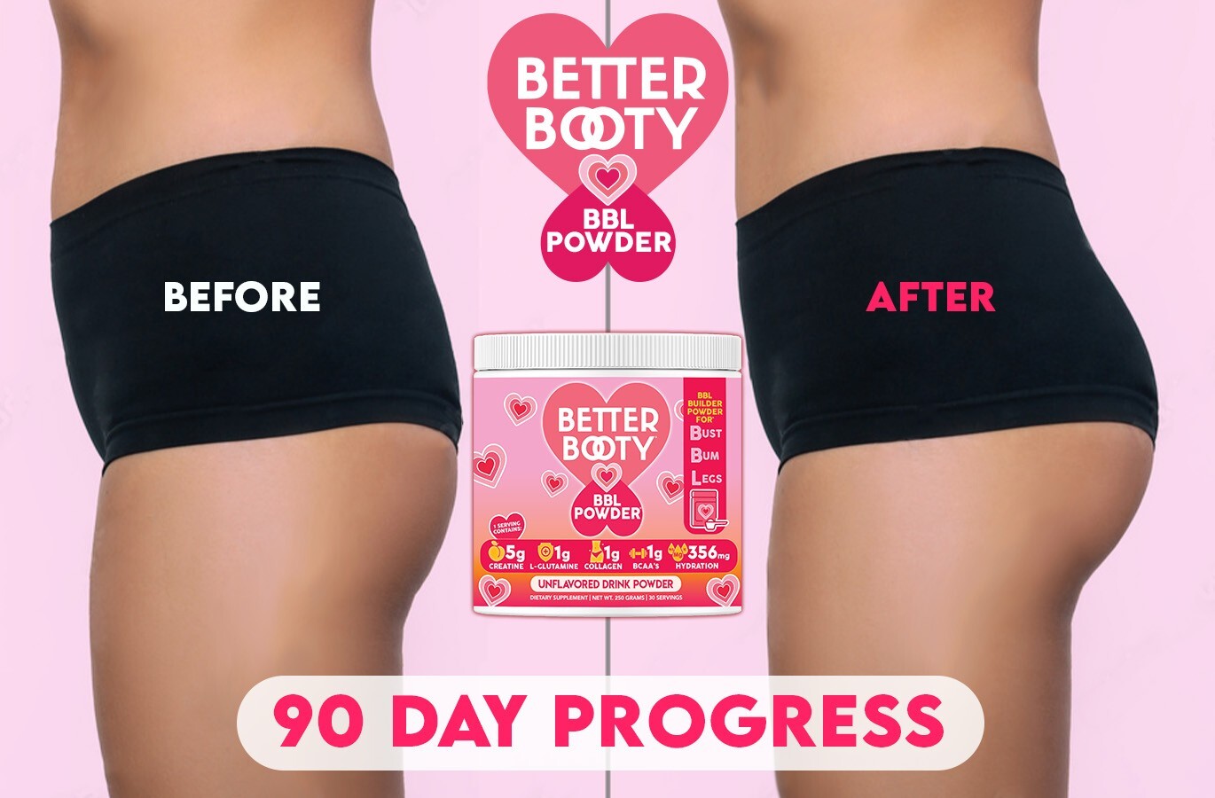 Better Booty Builder Powder Women’s Creatine w Collagen BCAA’s Drink 125G
