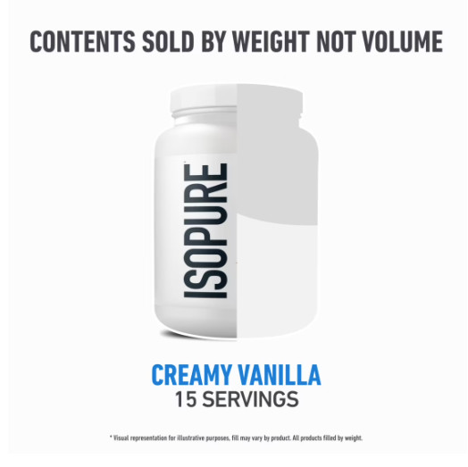 Isopure Zero Carb Whey Protein Isolate Vanilla Powder 25g Protein 15 Servings