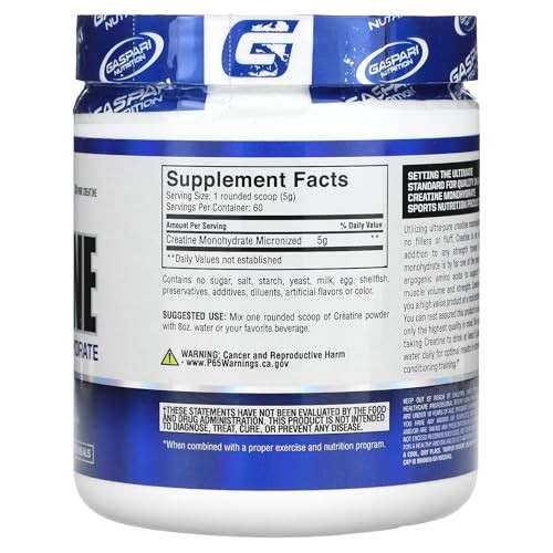 Pure Creatine Monohydrate 5g 60 Servings Unflavored Muscle