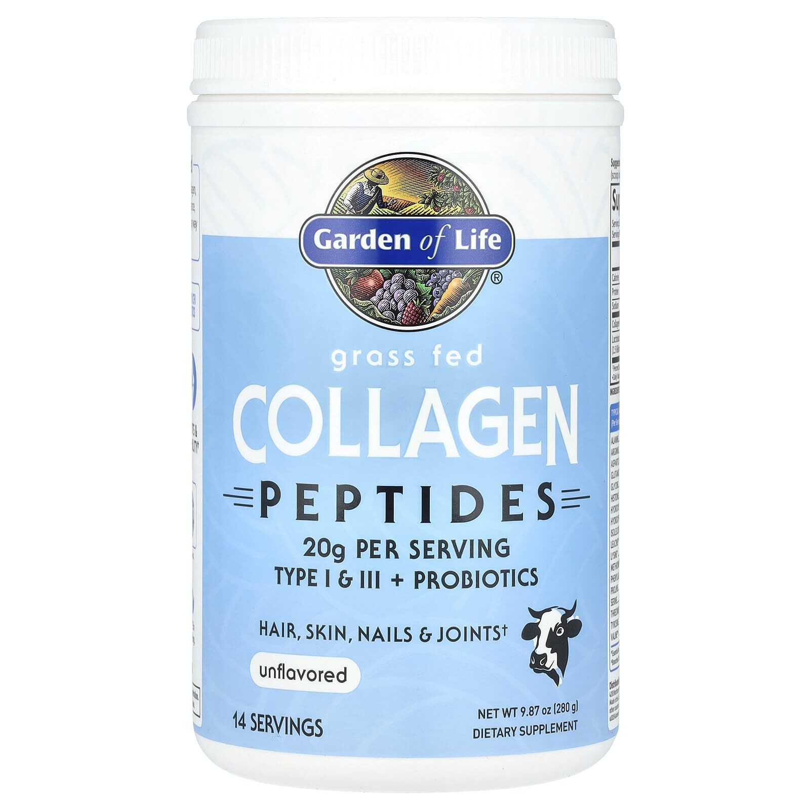 8/26 Garden of Life Grass Fed Collagen Peptides Powder Unflavored Collagen Powde