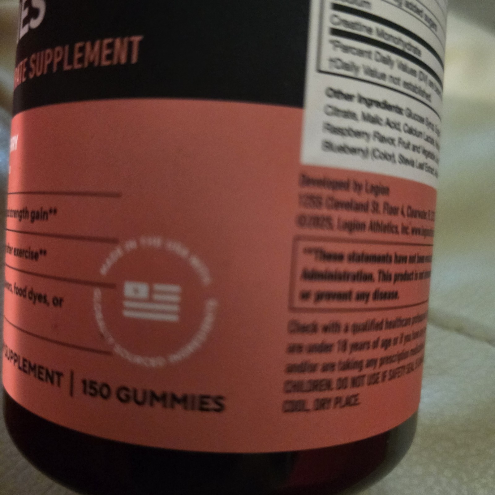 Legion Creatine Monohydrate Gummies Sour Blue Raspberry Exp: 06/2027 New, Sealed