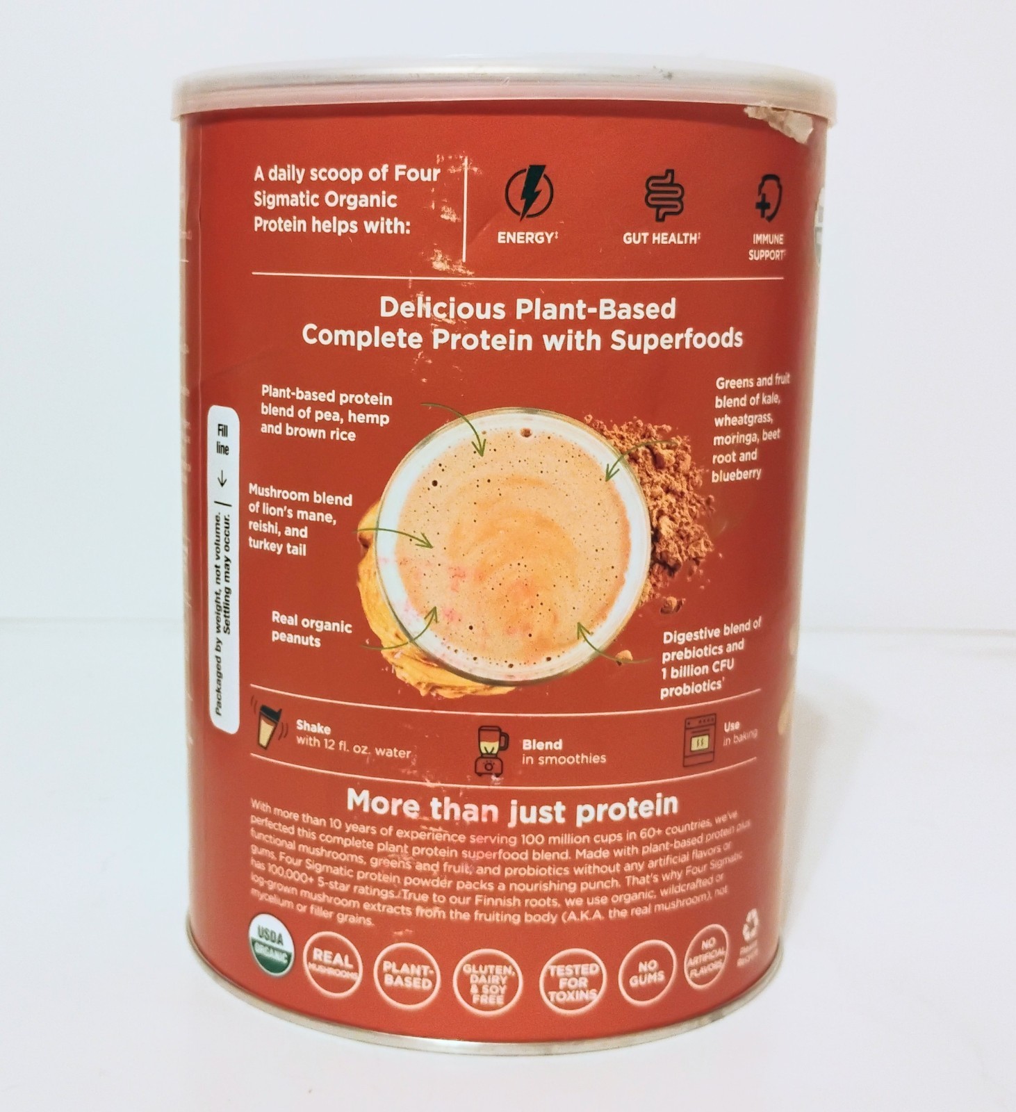 Plan Based Organic Protein w/ Mushrooms & Adaptogens Peanut Butter 1.32lbs 11/26