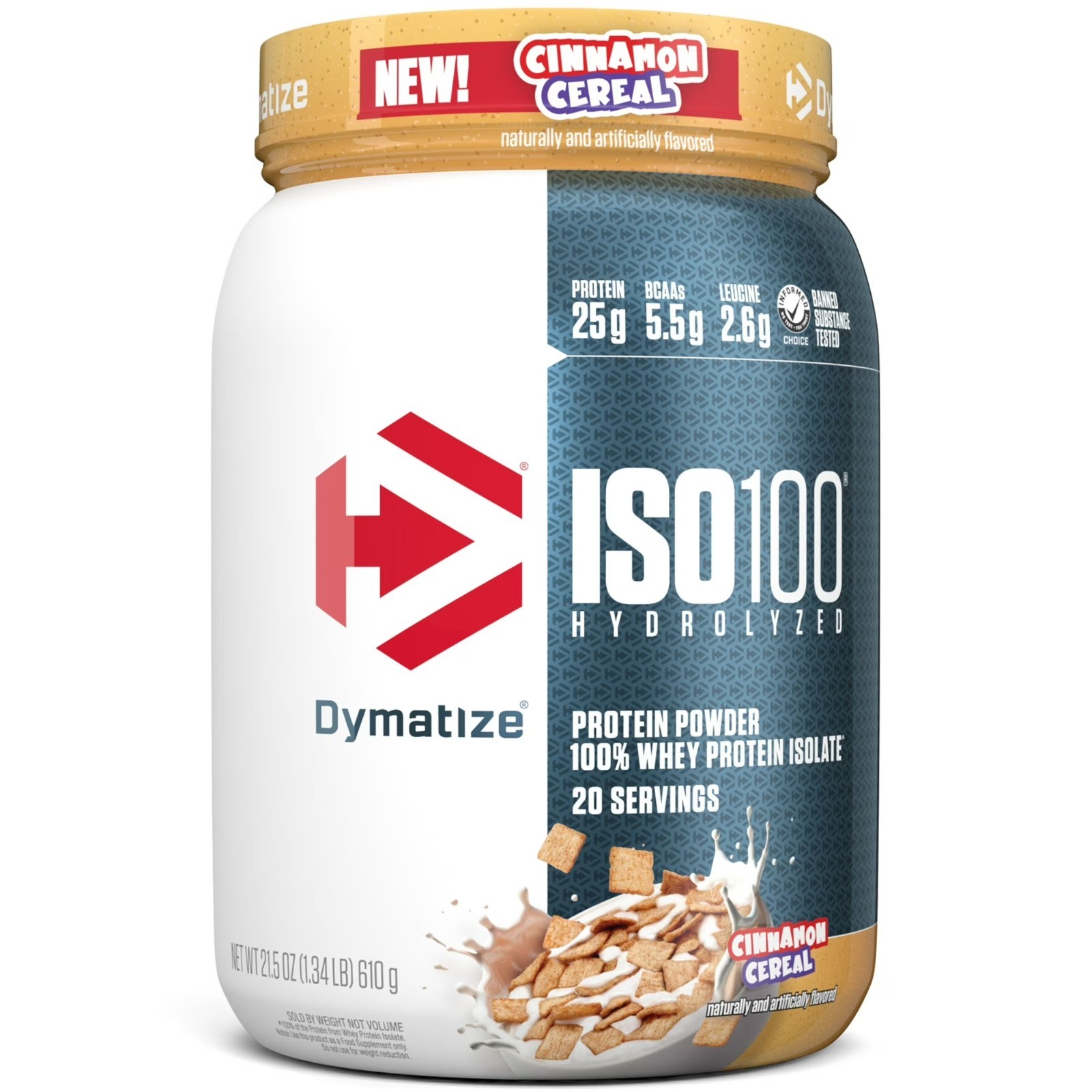 Dymatize ISO100 Whey Protein Isolate Cinnamon Cereal 20 Servings 25g Protein