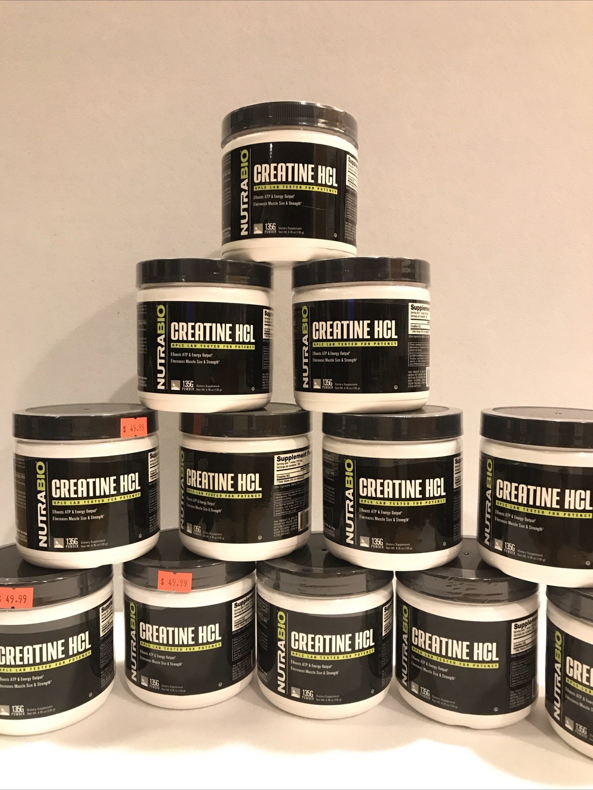 NutraBio Creatine HCl Powder 135g Unflavored Vegetarian Gluten-Free Fitness