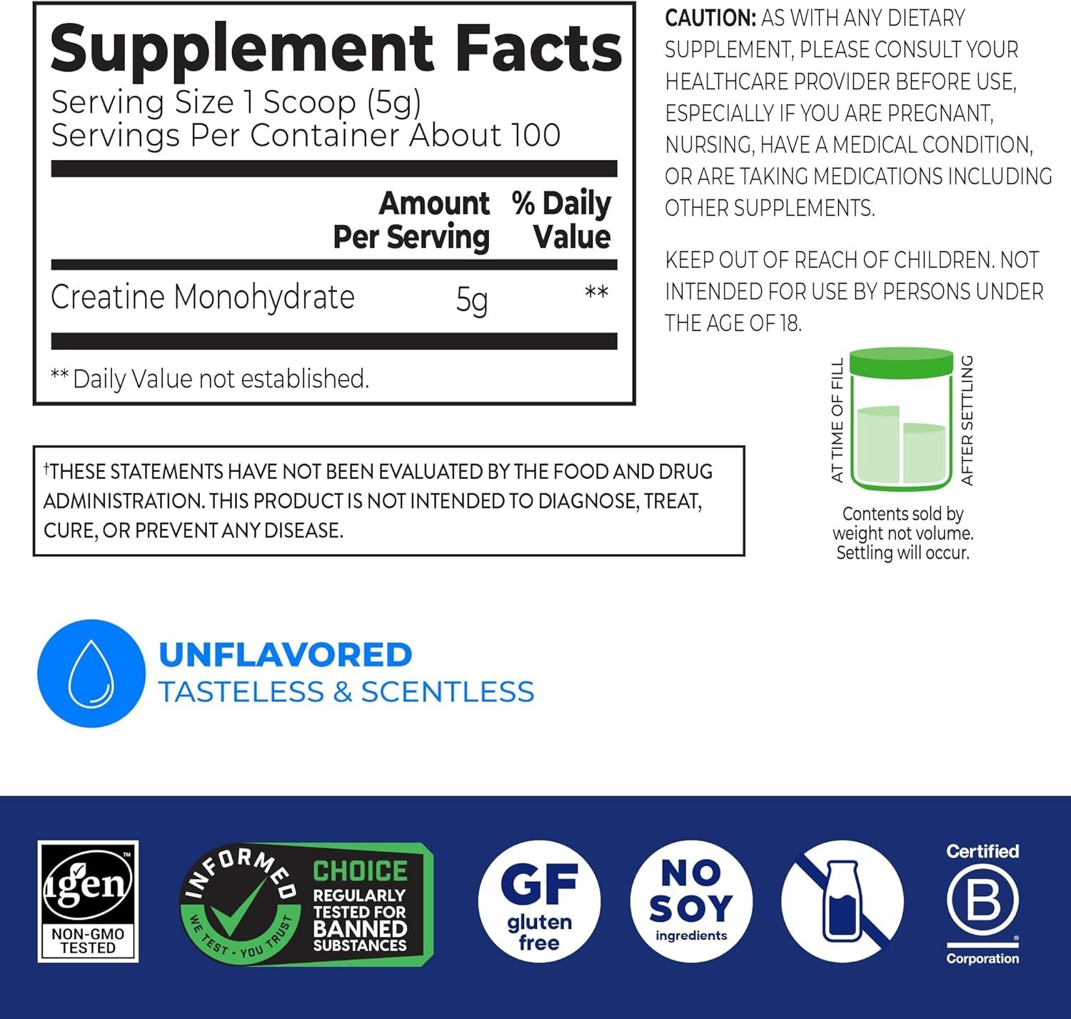 Orgain Creatine Monohydrate Micronized Unflavored 100 Servings