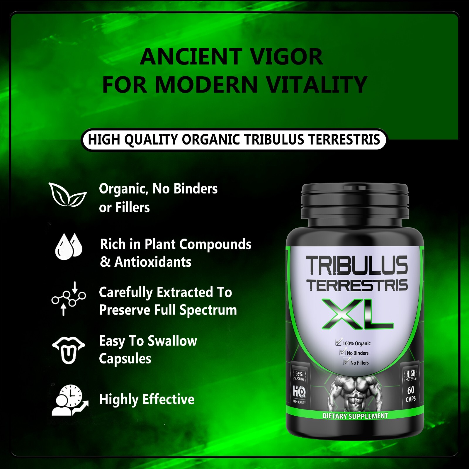 TRIBULUS TERRESTRIS 96% SAPONINS EXTRACT GYM WORK OUT DIETARY SUPPLEMENT 3 X