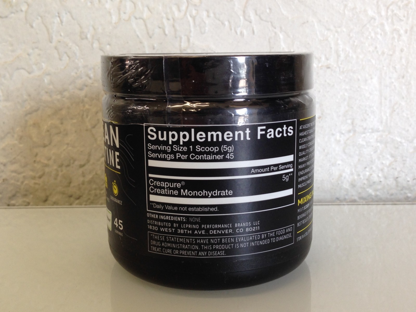 Ascent Clean Creatine Monohydrate 7.94 oz – 45 Servings Exp. 4/2026