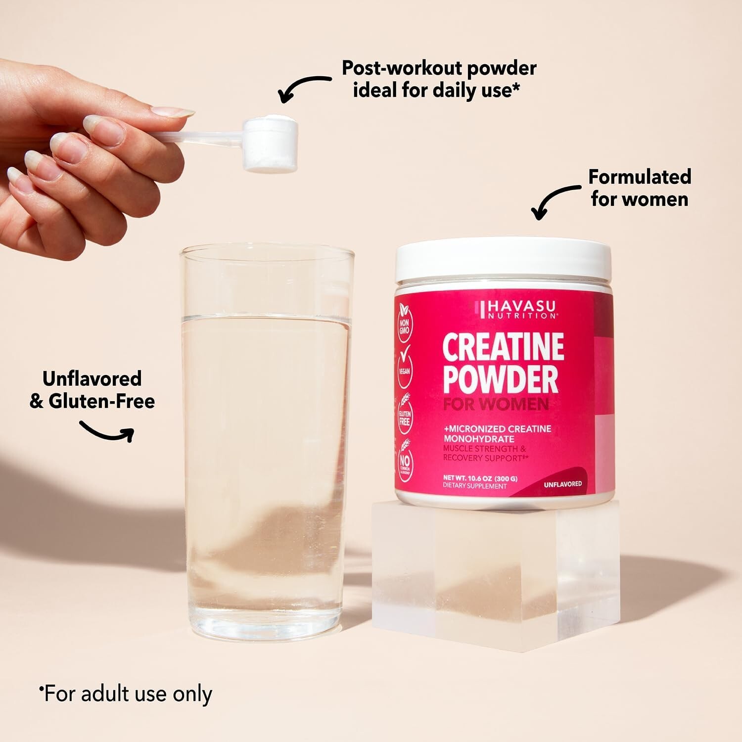 Micronized Creatine Monohydrate for Women Easy-to-Mix Post-Workout Recovery 300g
