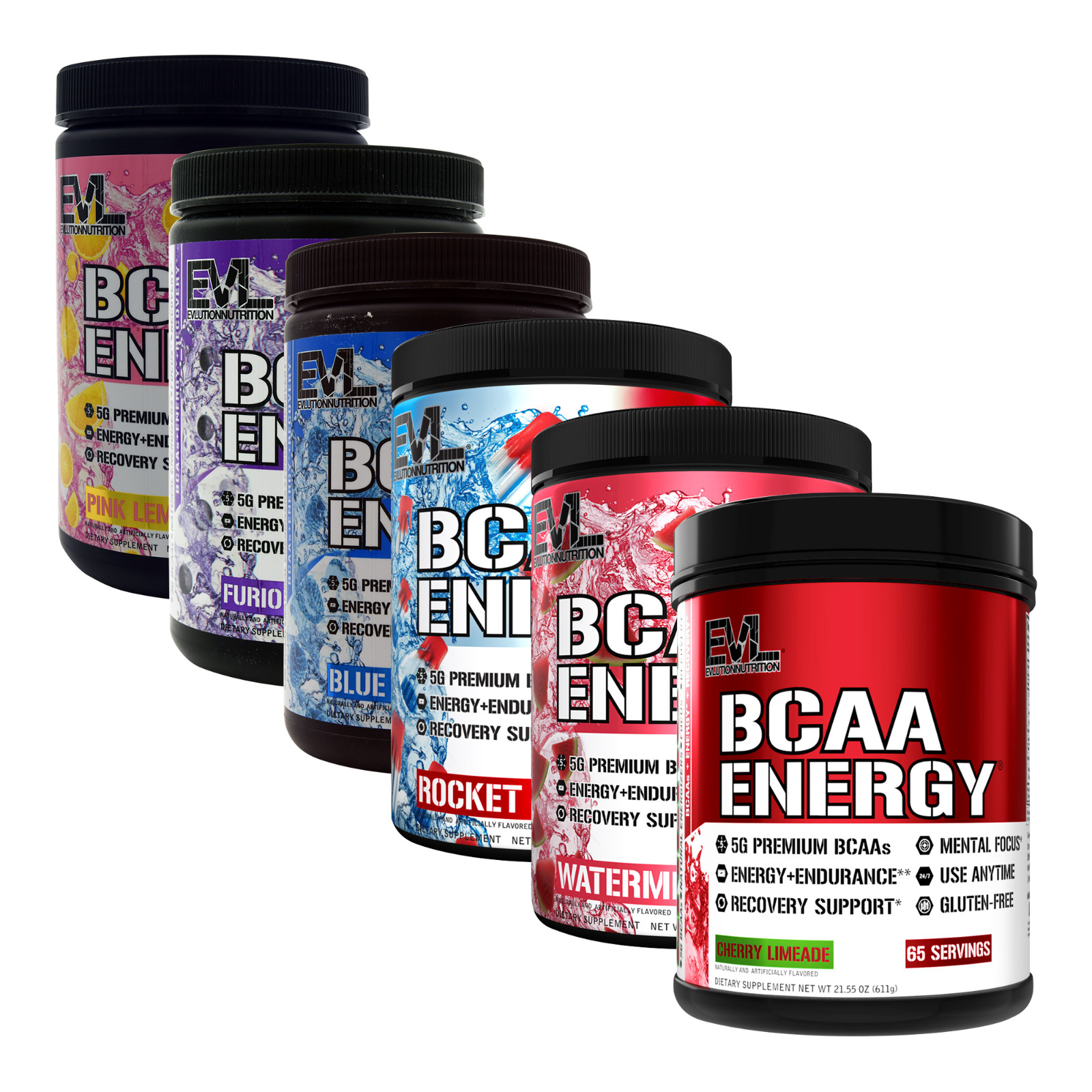 EVL Evlution Nutrition BCAA Energy Amino Acid Pre-Workout Powder – 30 & 65 Srv
