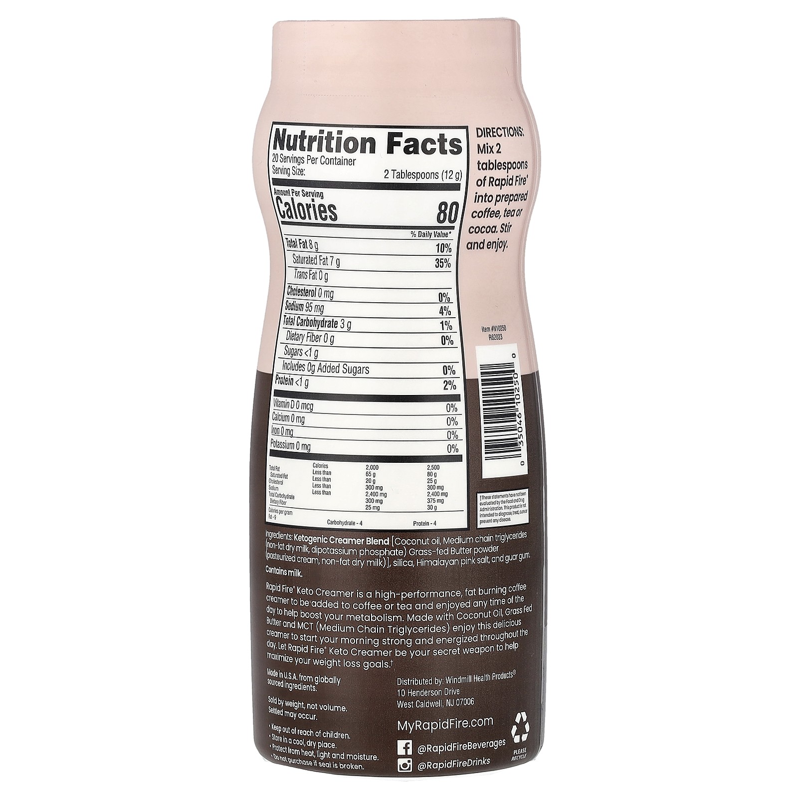 Keto Creamer, Original, Caffeine Free , 8.5 oz (240 g)