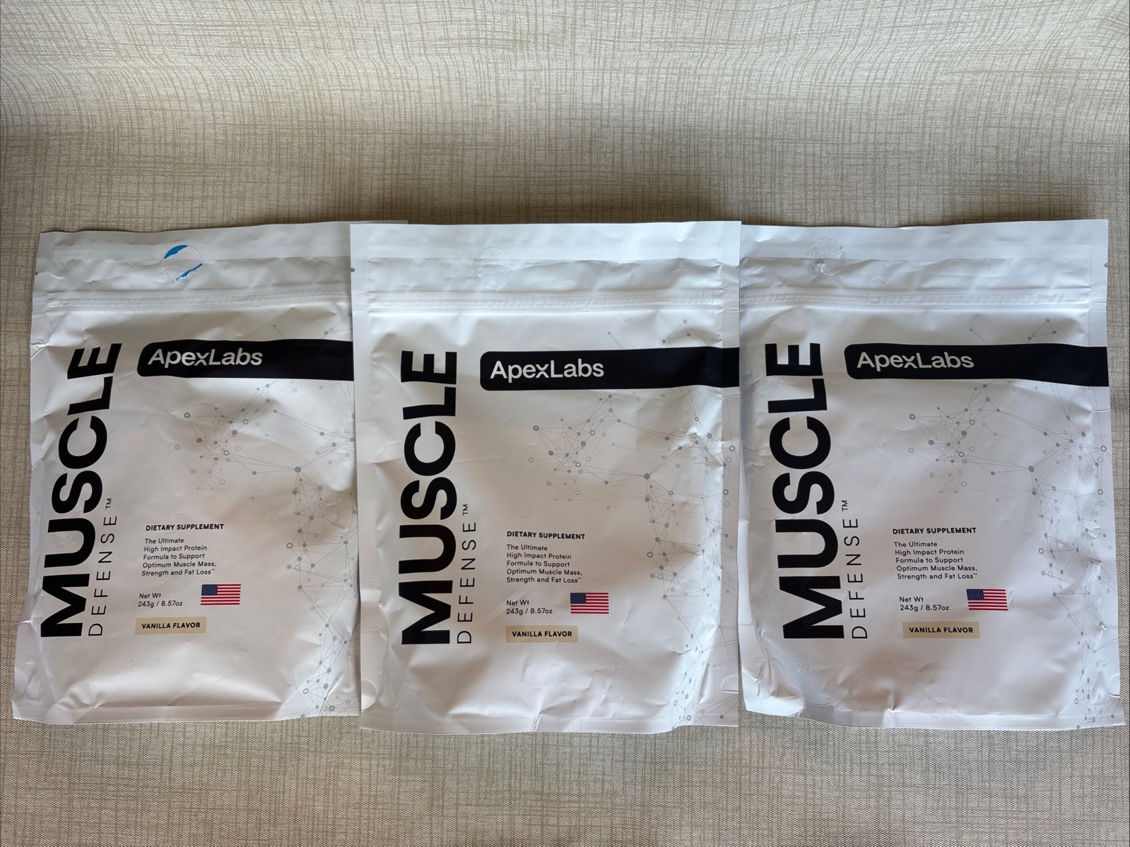 LOT OF 3 ApexLabs Muscle defense Vanilla Flavor Exp 10/26