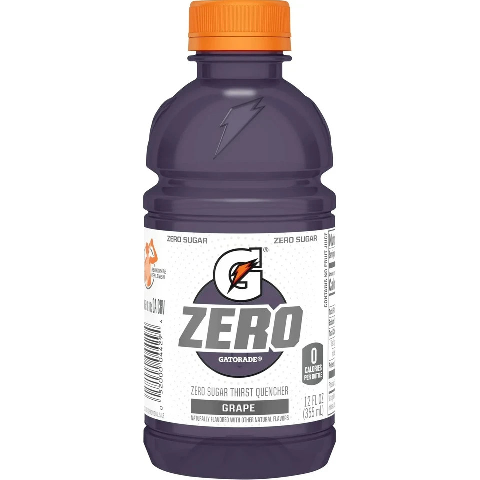 Gatorade Thirst Quencher Zero sugar sports 12 fl oz (Pack of 12) Purple ……..