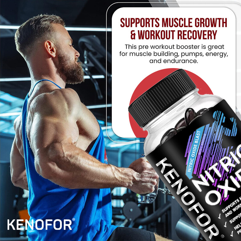 Nitric Oxide L-Arginine Pre Workout+Testosterone Booster,Men’s,Test 120Capsules