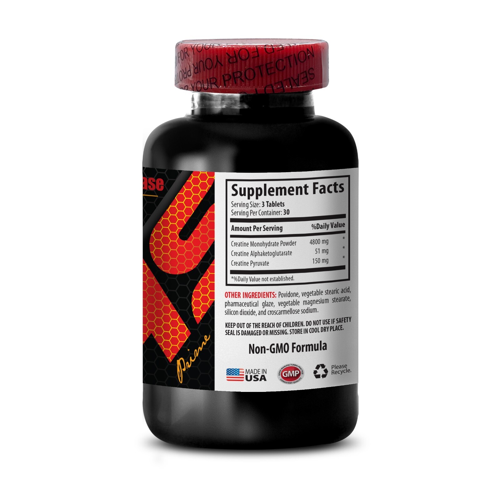 Muscle Building Supplement – CREATINE 3X – PreWorkout 1 Bottle 90 Tablets