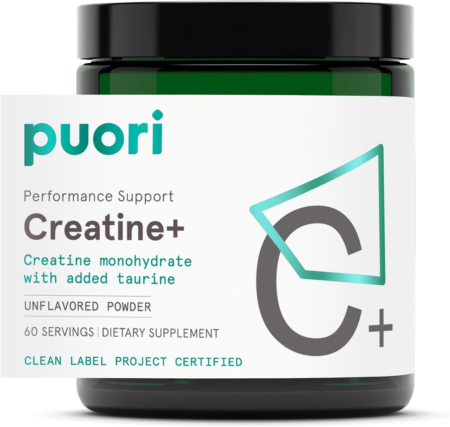 Puori Creatine Monohydrate Powder w Taurine Unflavored 60 Servings Muscle