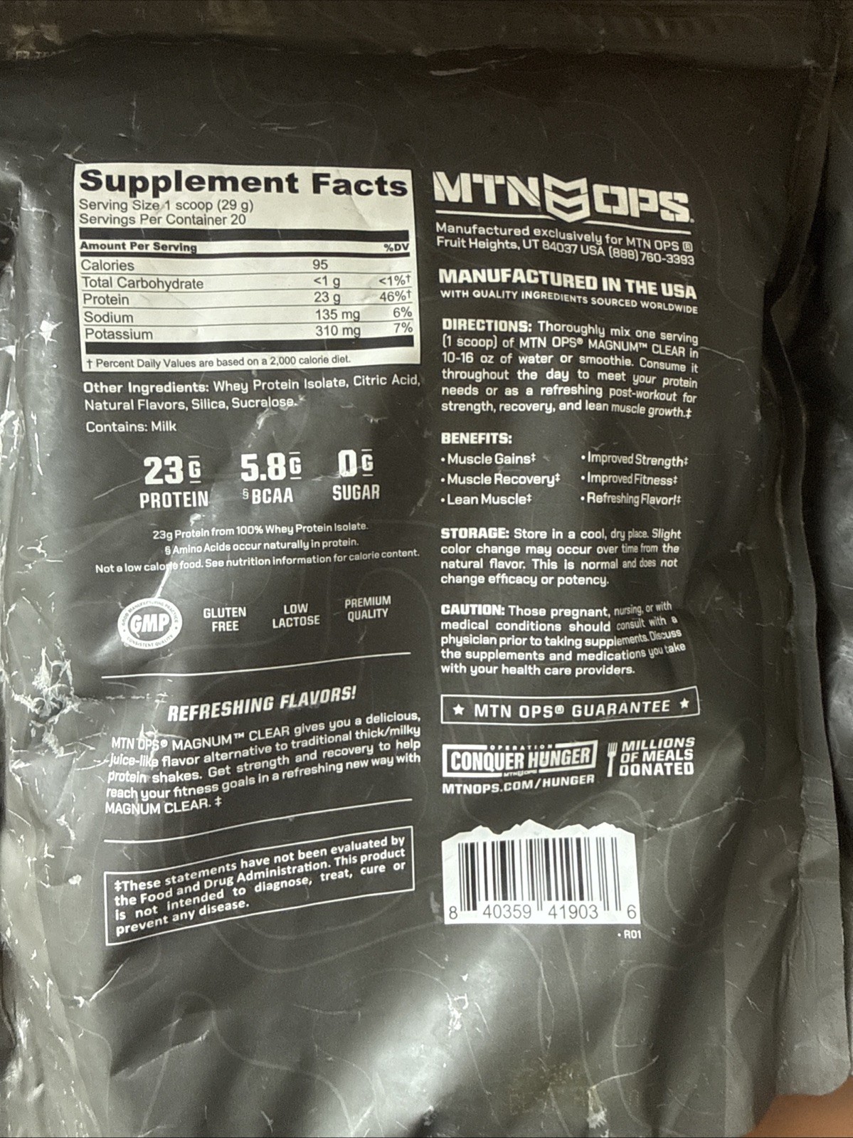 Lot of 2 MTN OPS Magnum Clear Whey Protein23g EXP 6/27 Two Flavors Read Descript