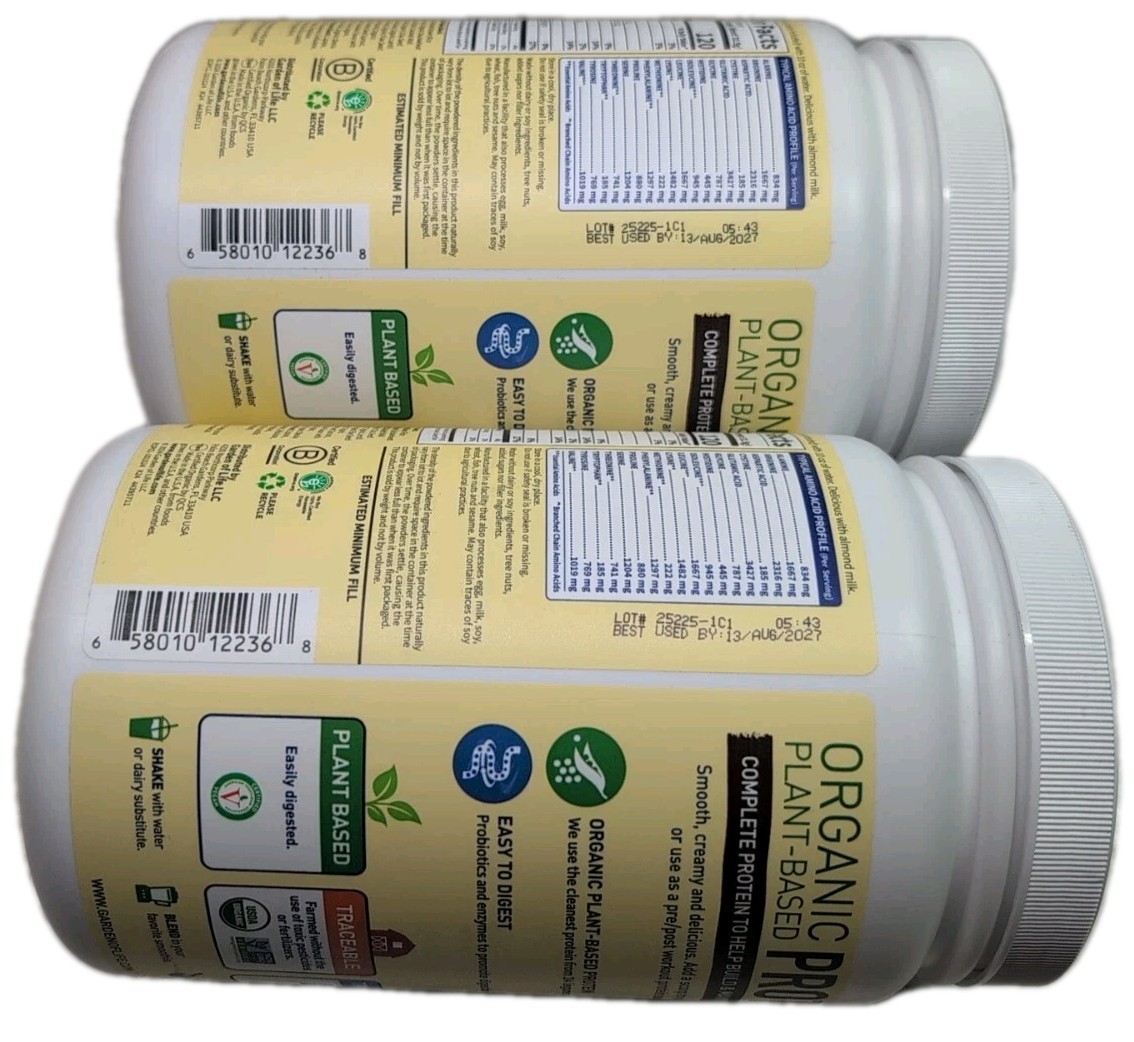 (2) Garden of Life Organic Protein Plant Based Powder CHOCOLATE, 20 oz, 08/13/27