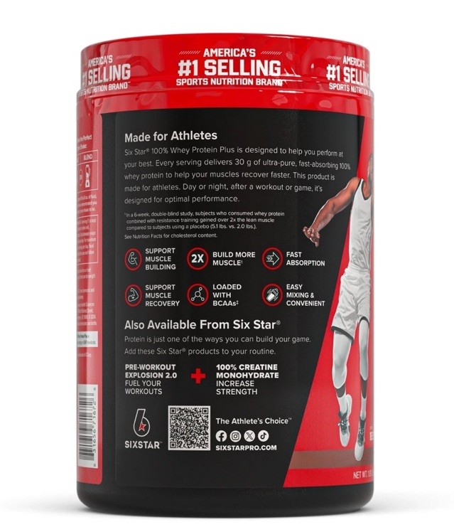 LOT of (2) Six Star Pro Nutrition 100% Whey Protein Powder Plus, 30G Protein