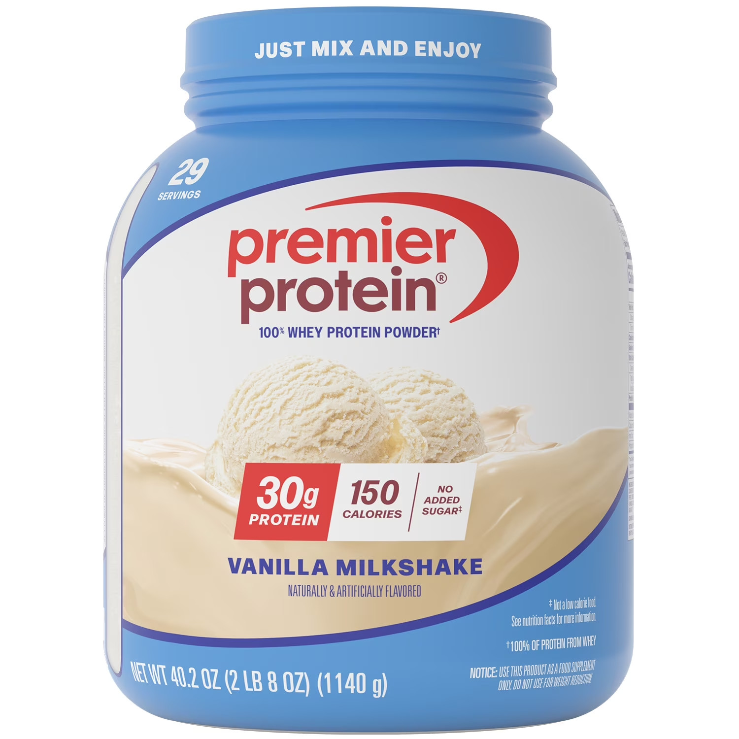 Premier Protein 100% Whey Protein Powder, Vanilla Milkshake, 30g Protein, 29Ser