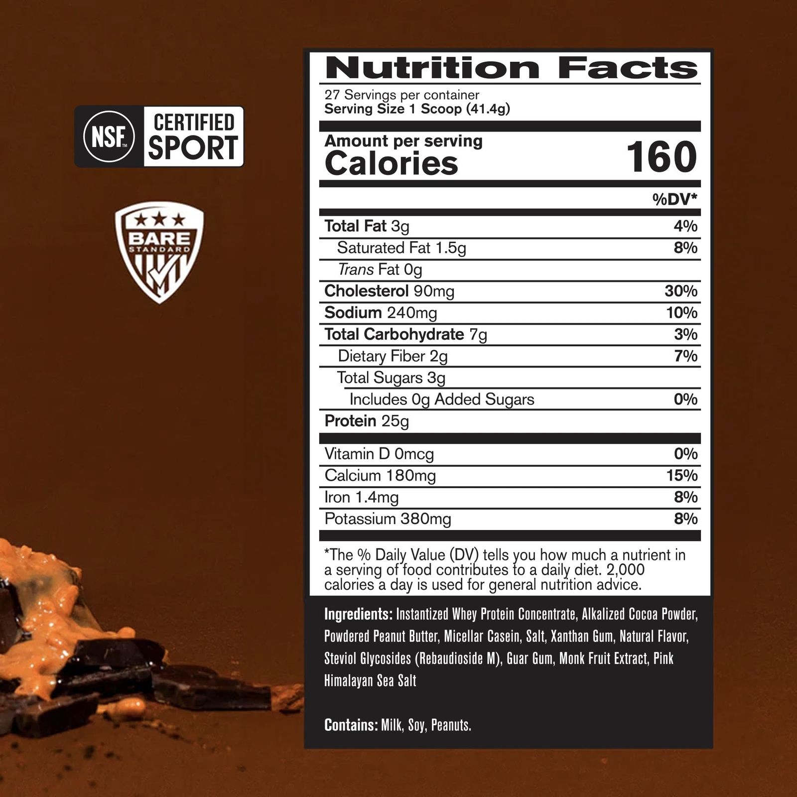 BARE PERFORMANCE NUTRITION BPN Whey Protein + Casein Protein Powder Blend Cho…