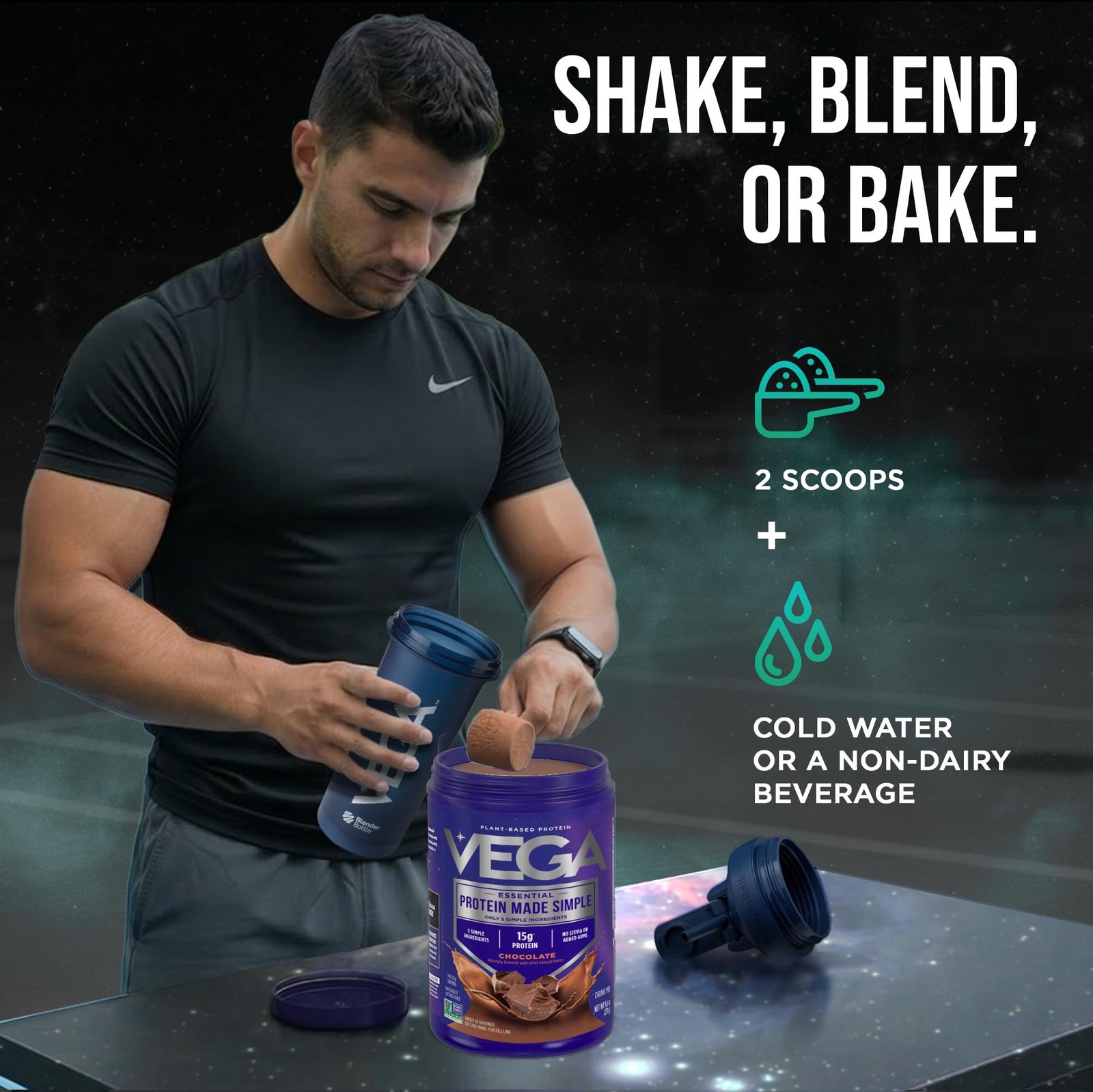 Vega Protein Made Simple 9.6 Ounce (10 Servings) (Pack of 1), Dark Chocolate