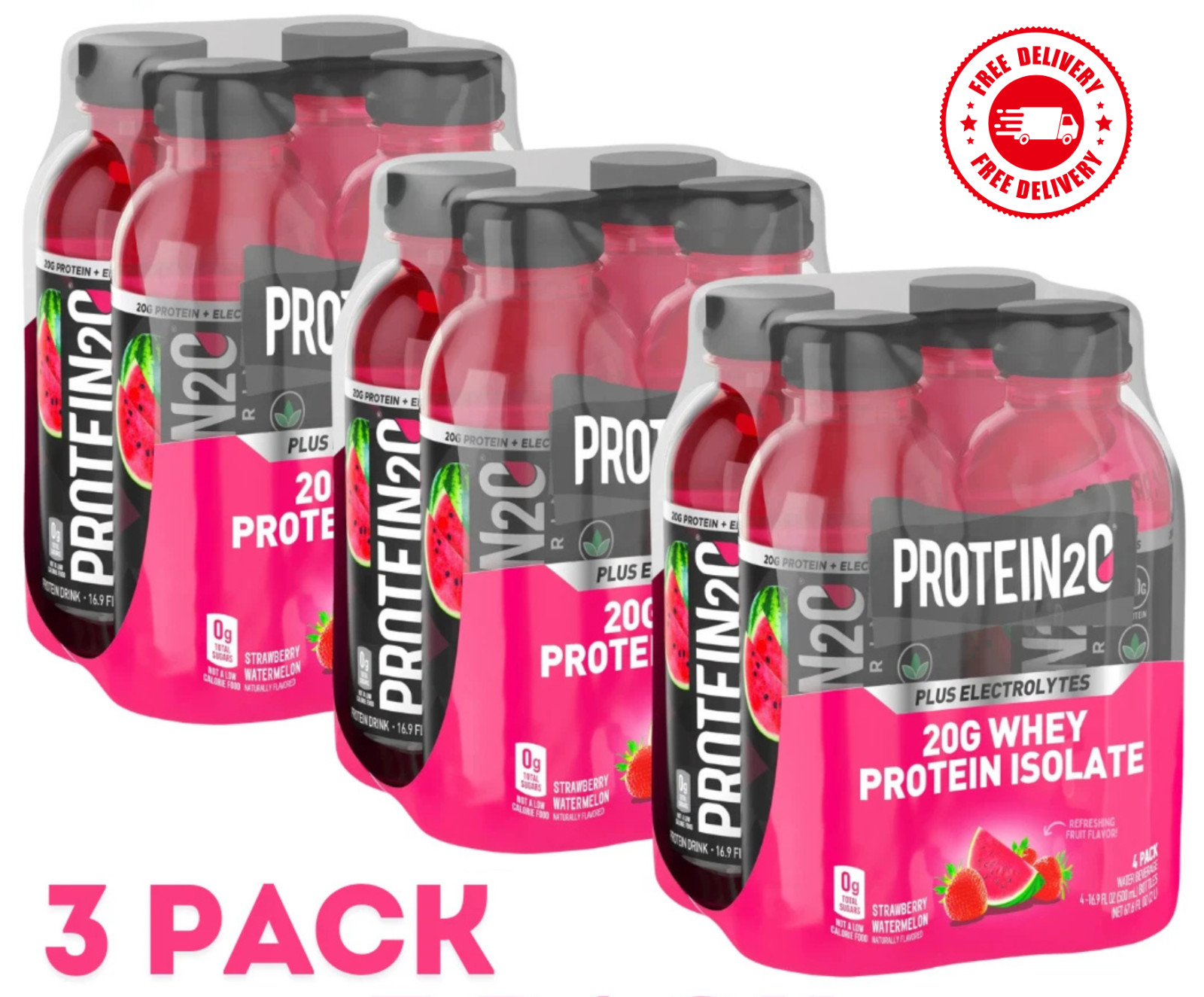 Protein2o 20g Whey Protein Infused Water Plus Electrolytes, Strawberry Watermelo