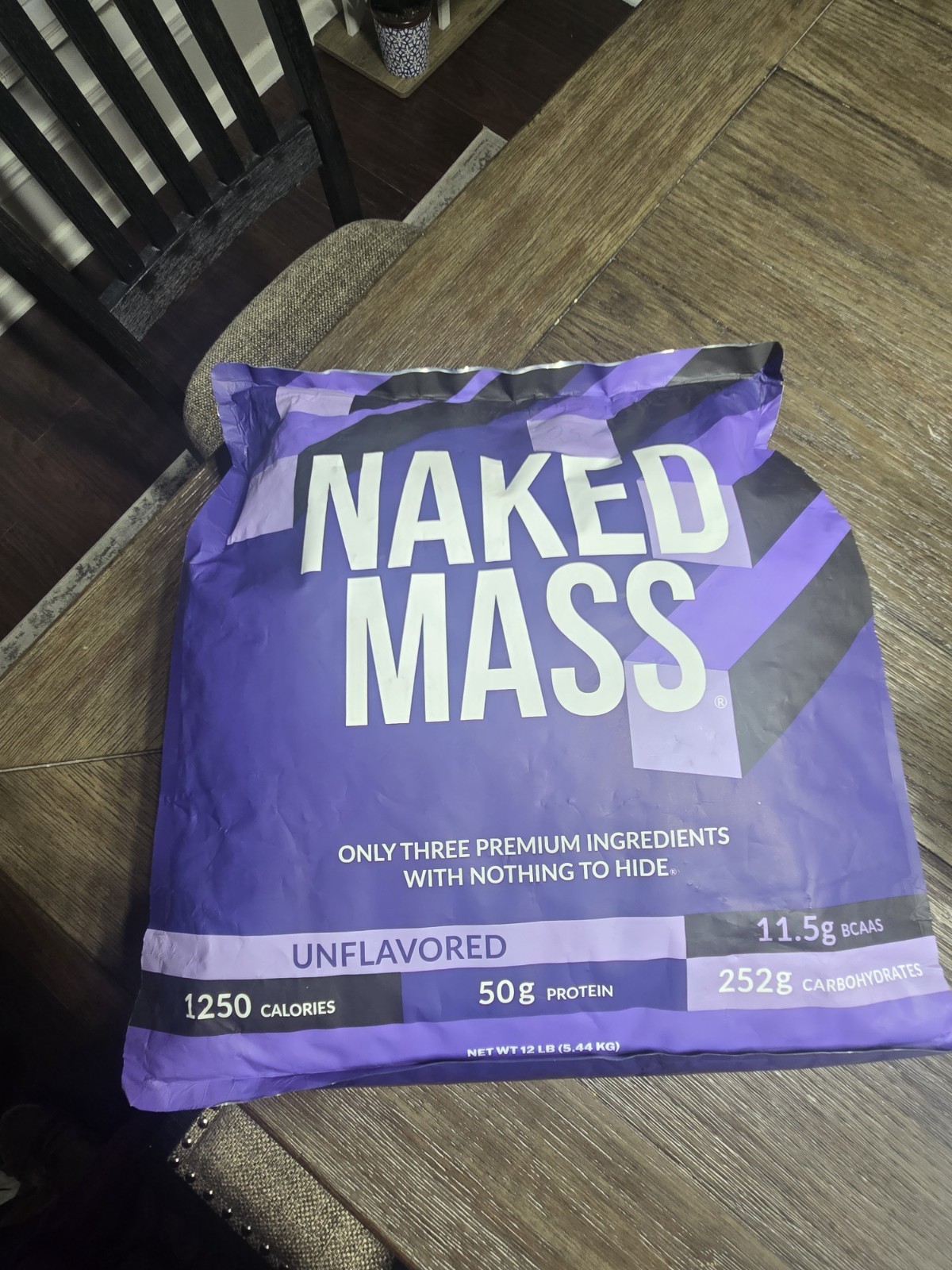 NAKED Mass Natural Weight Gainer Protein Powder 12 LB 1,250 Calories Unflavored