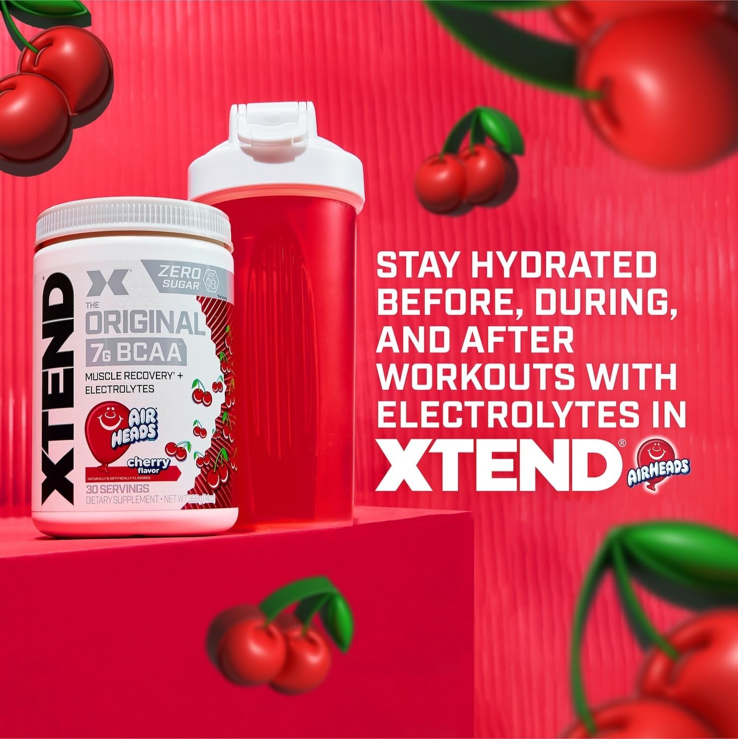 BCAA Powder for Muscle Recovery & Hydration, 7g BCAAs, Sugar-Free, Cherry Flavor