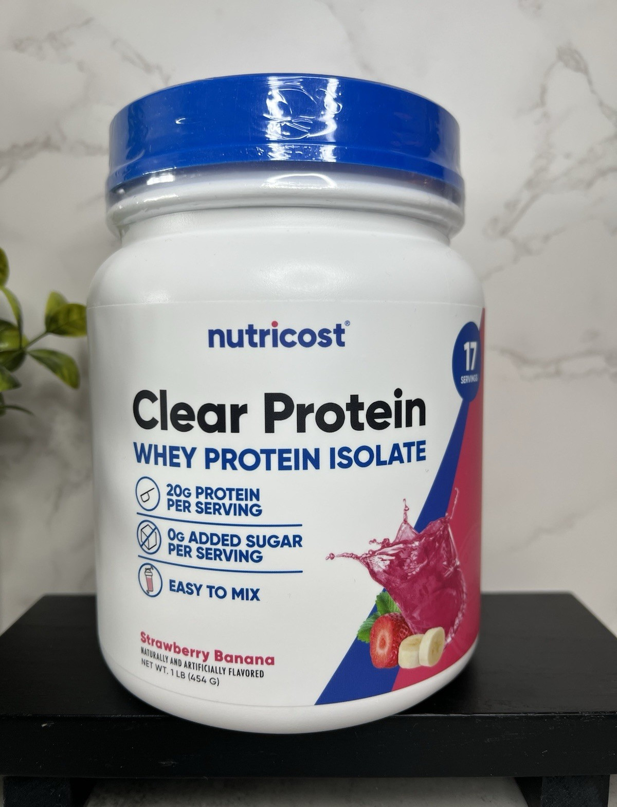 Nutricost Clear Whey Protein Isolate Strawberry Banana 1lb Exp 05/2029