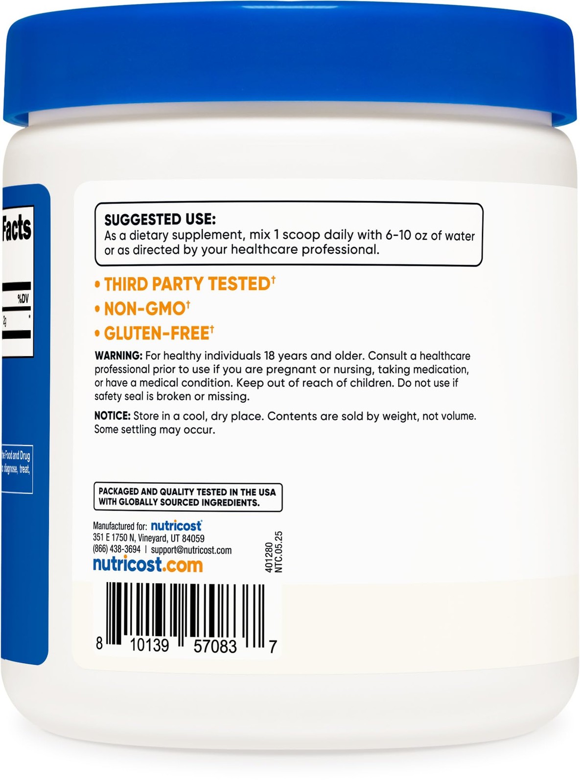 Nutricost Taurine Powder 250 Grams – 125 Servings, 250 Gram (Pack of 1)