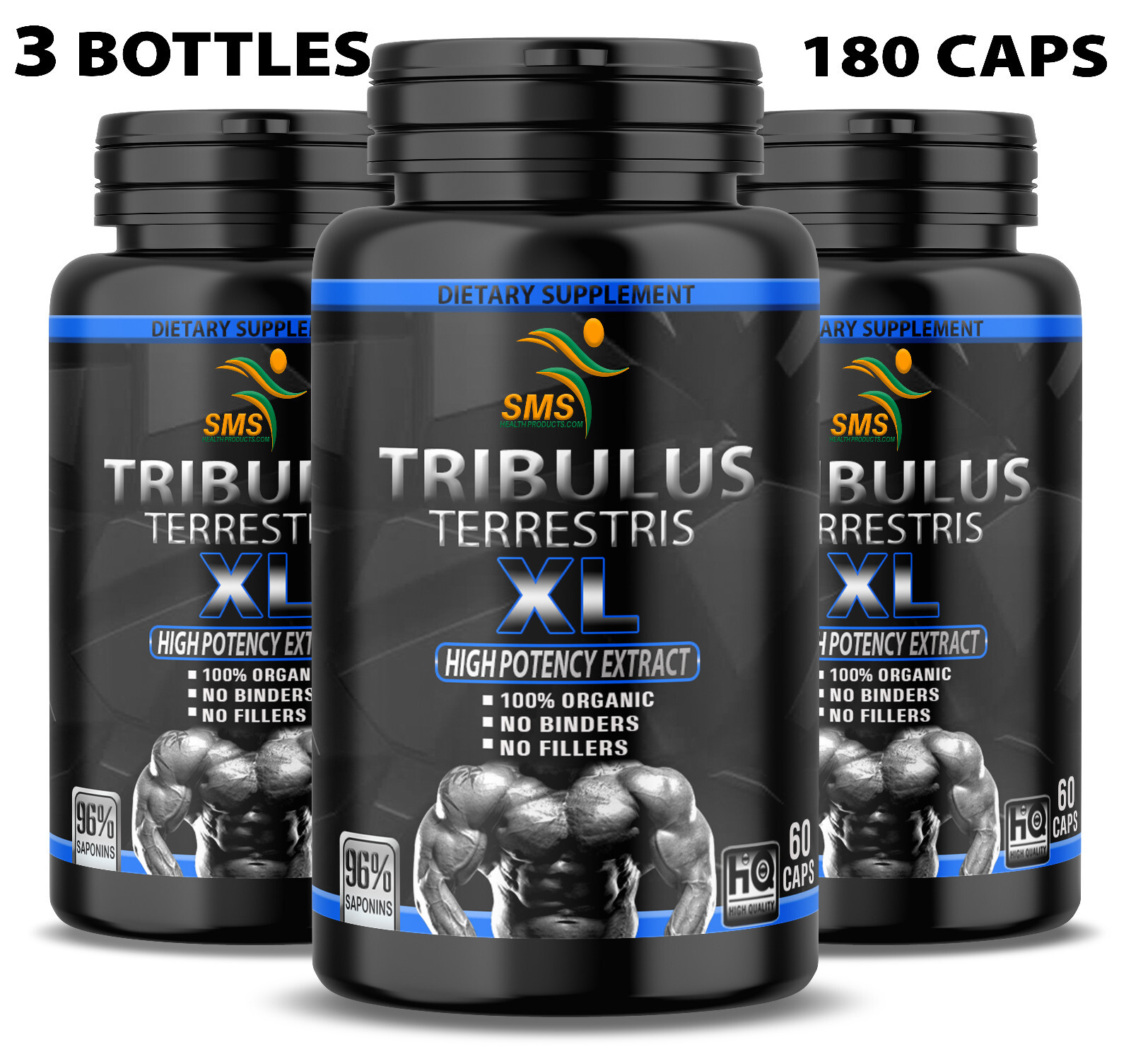 TRIBULUS TERRESTRIS 180 Caps 96% SAPONINS 7500mg Organic Fitness Supplement