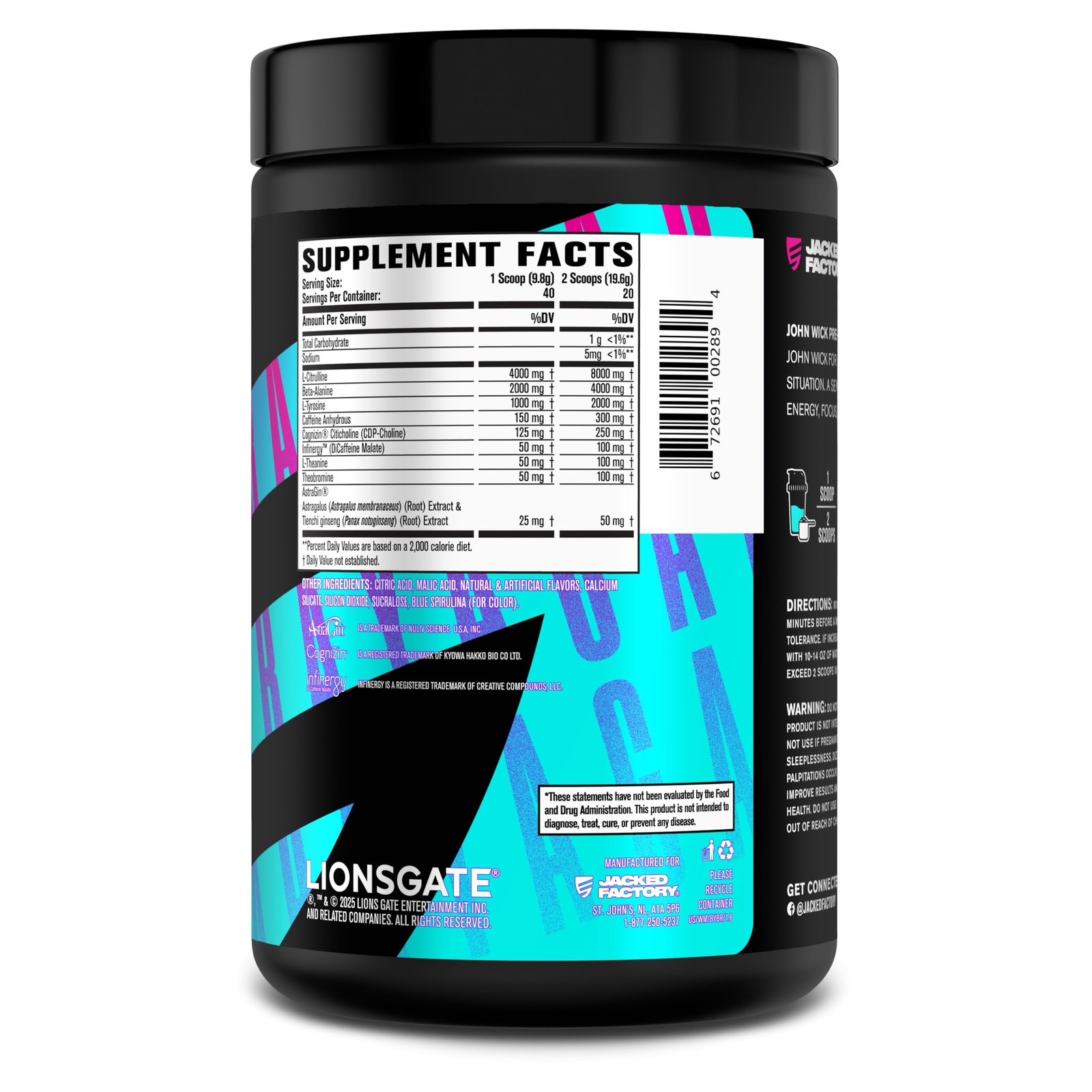 Jacked Factory X John Wick – Mode Pre Workout 40 Servings (Pack of 1)