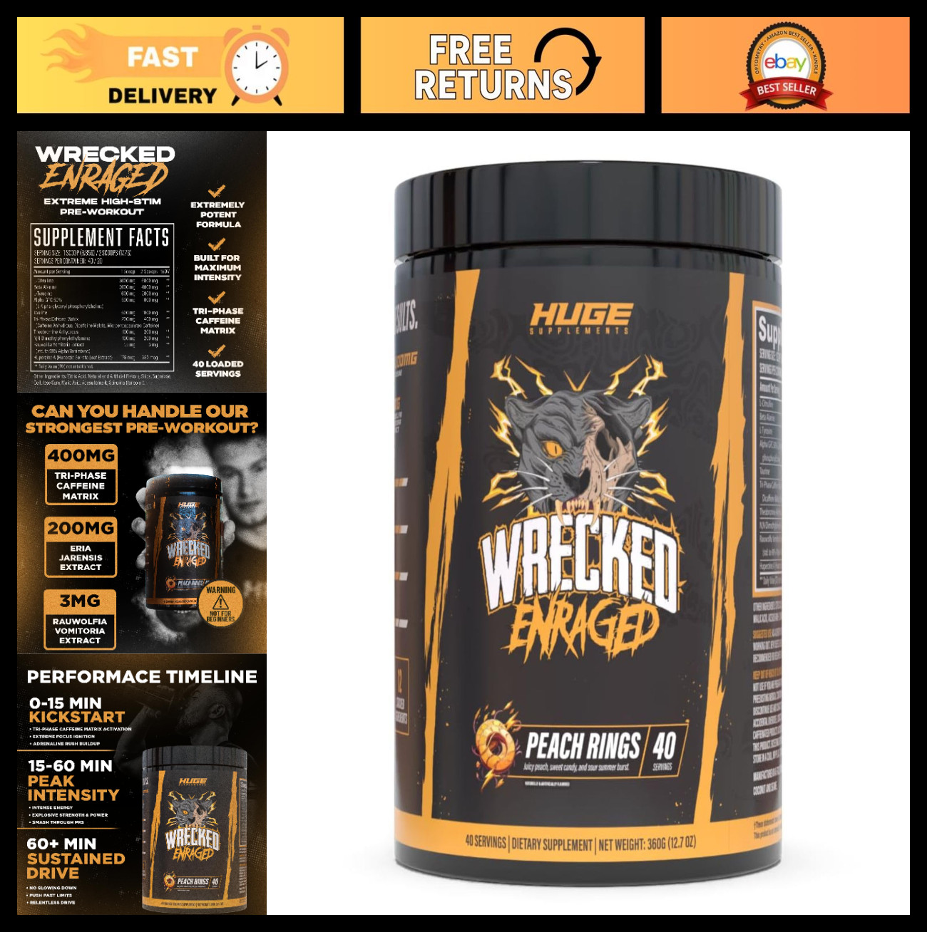 High-Stim Pre Workout Powder – Intense Energy, Focus & Strength – 40 Servings