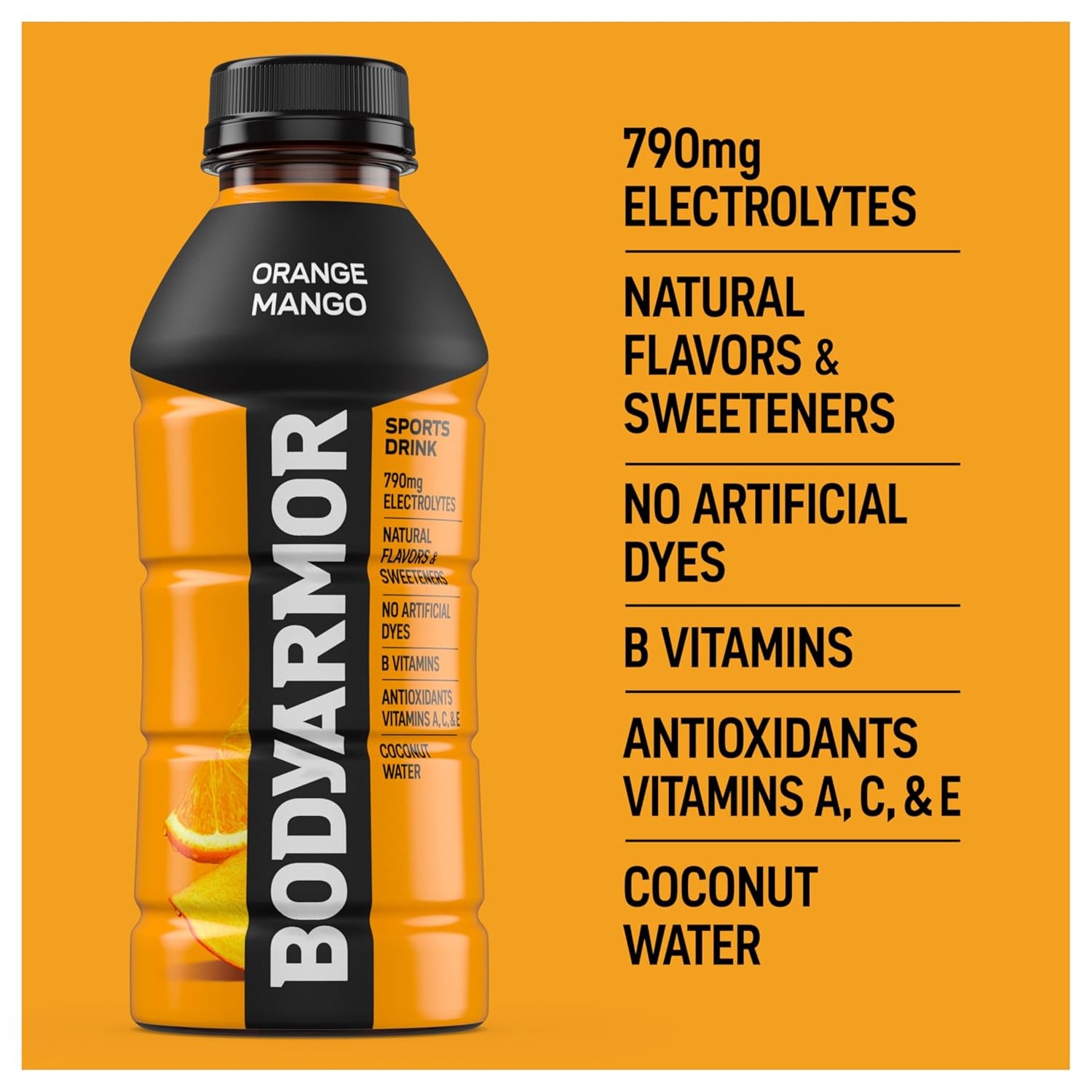 Sports Drink, Orange Mango, Electrolyte Drink Hydration, 16 Fl Oz Bottles (12 Pa