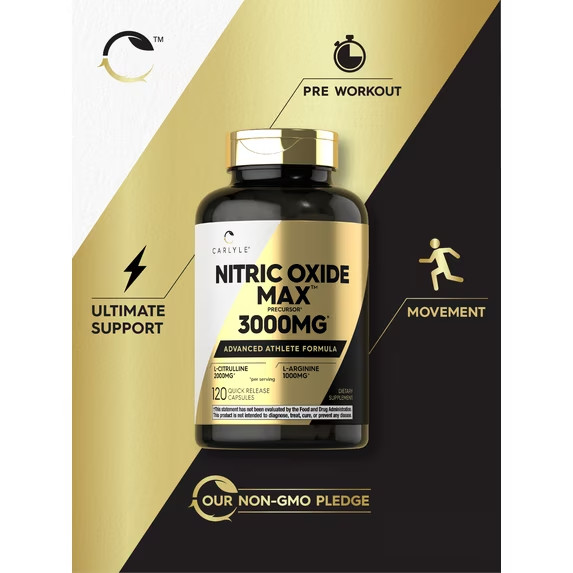 Nitric Oxide Booster L-Arginine, L-Citrulline 3000mg 120 Caps HIGHEST POTENCY