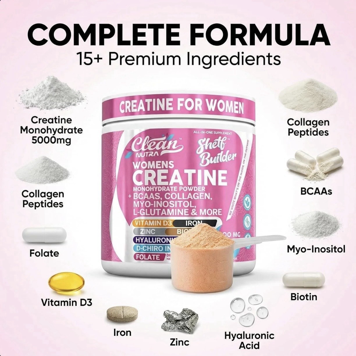 Women’s Creatine Powder Creatine Monohydrate BCAA Myo-Inositol Collagen 1/2 Pack