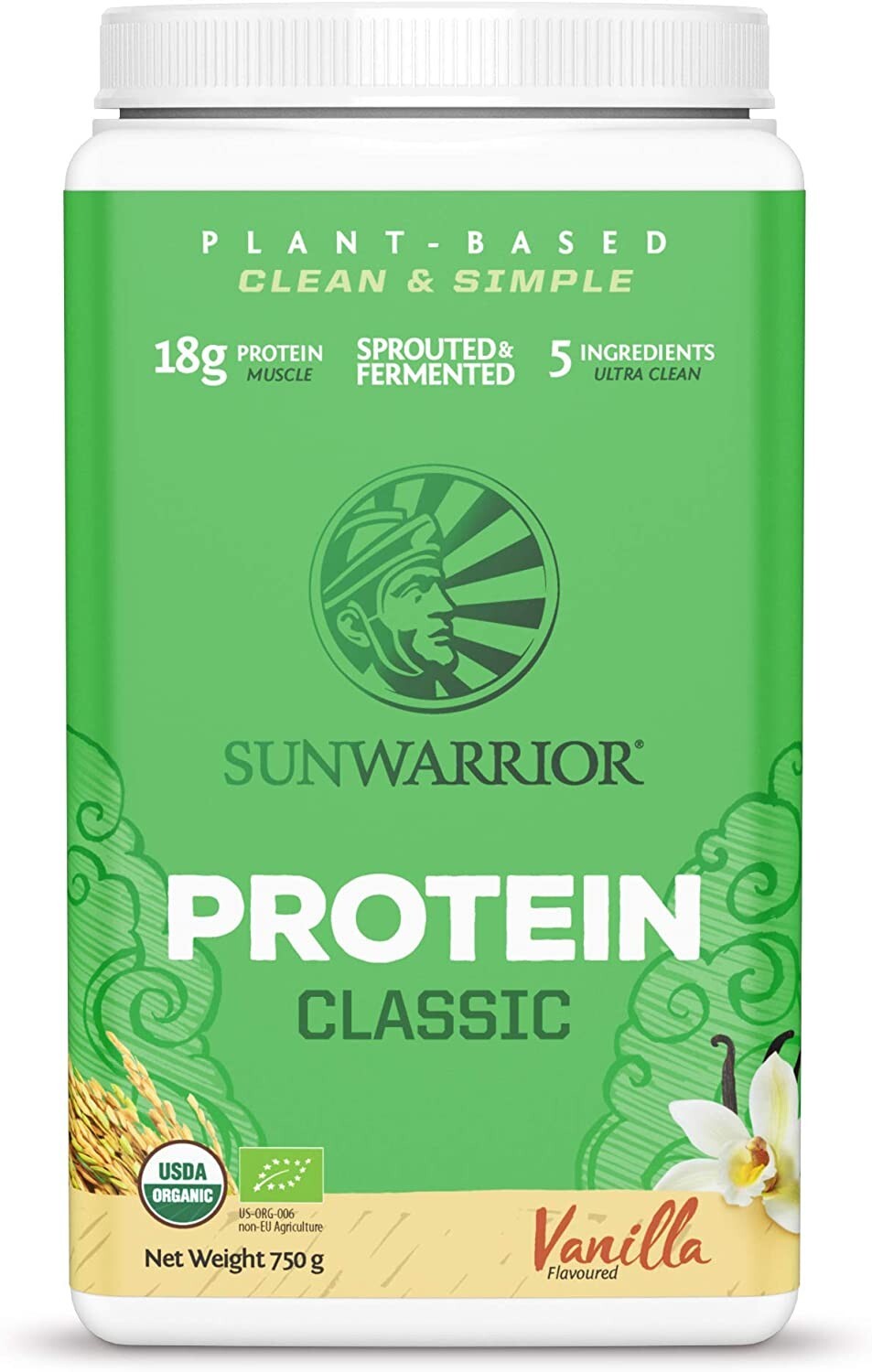 Sunwarrior Organic Classic Vanilla Protein 750g, Vegan Sprouted Protein Powder