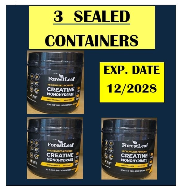 3 PACK ForestLeaf Micronized Creatine Monohydrate Powder 17.6oz each – EXP:12/28