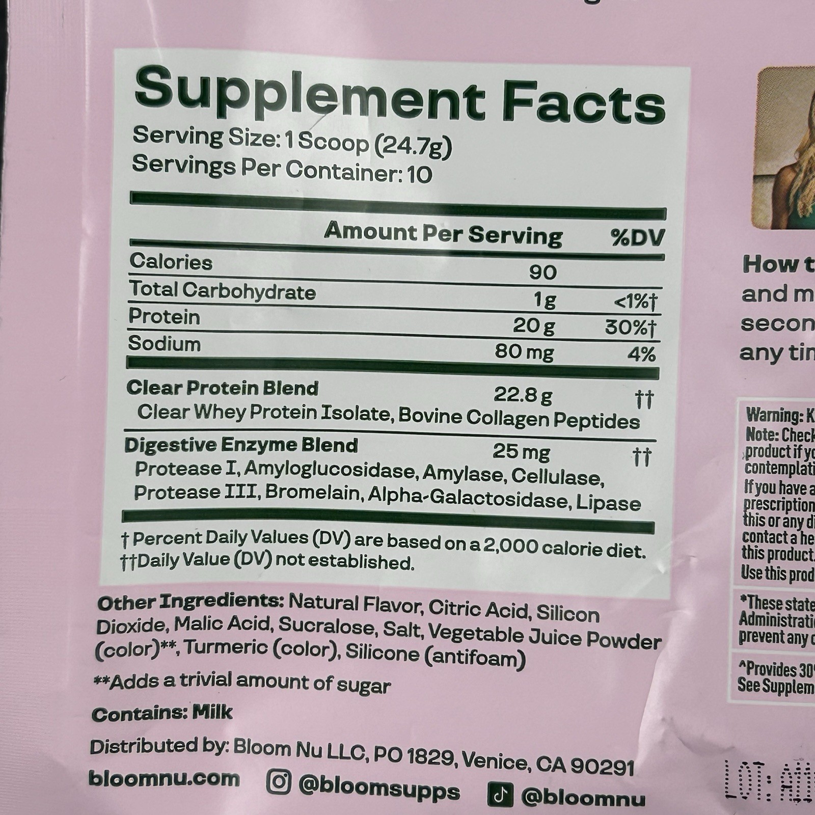 BLOOM NUTRITION Clear Protein Powder Strawberry Watermelon 10 Servings 8.71oz