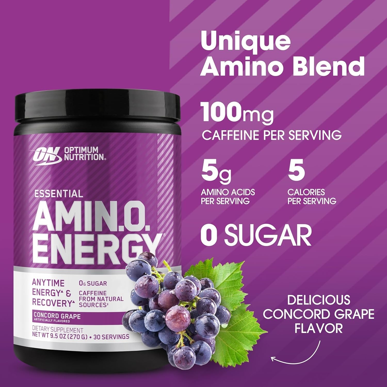 100mg Caffeine Amino Energy Blend – Pre Workout Powder for Optimal Focus, 9.5oz