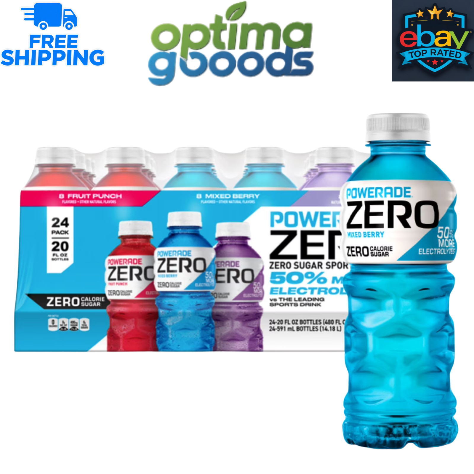 POWERADE ZERO Variety Pack Sports Drink, 20 fl. oz., 24 Pack – Zero Sugar