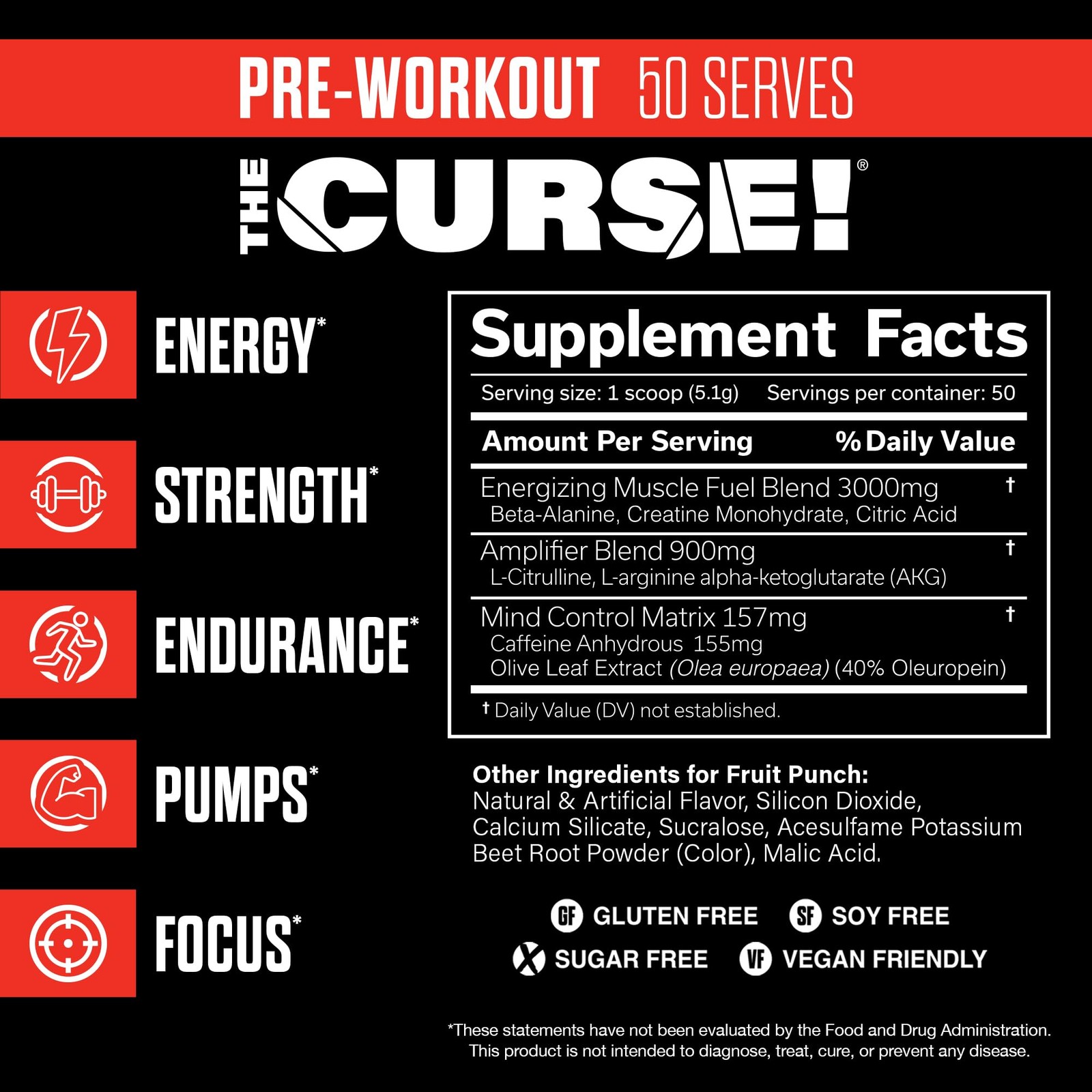 JNX SPORTS The Curse! Pre Workout Powder for Men & Women, Caffeine, Beta-Alanine