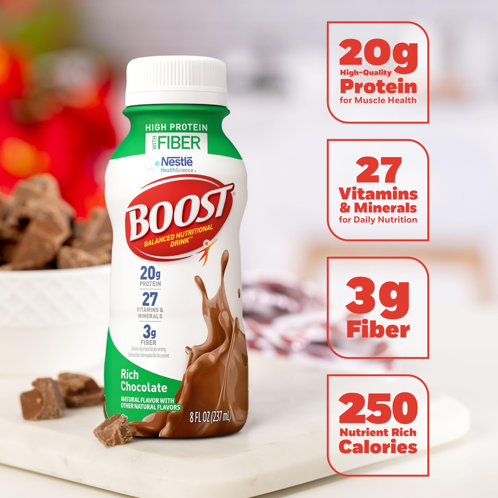 BOOST High Protein with Fiber Ready to 192 Fl Oz (Pack of 1), Rich Chocolate