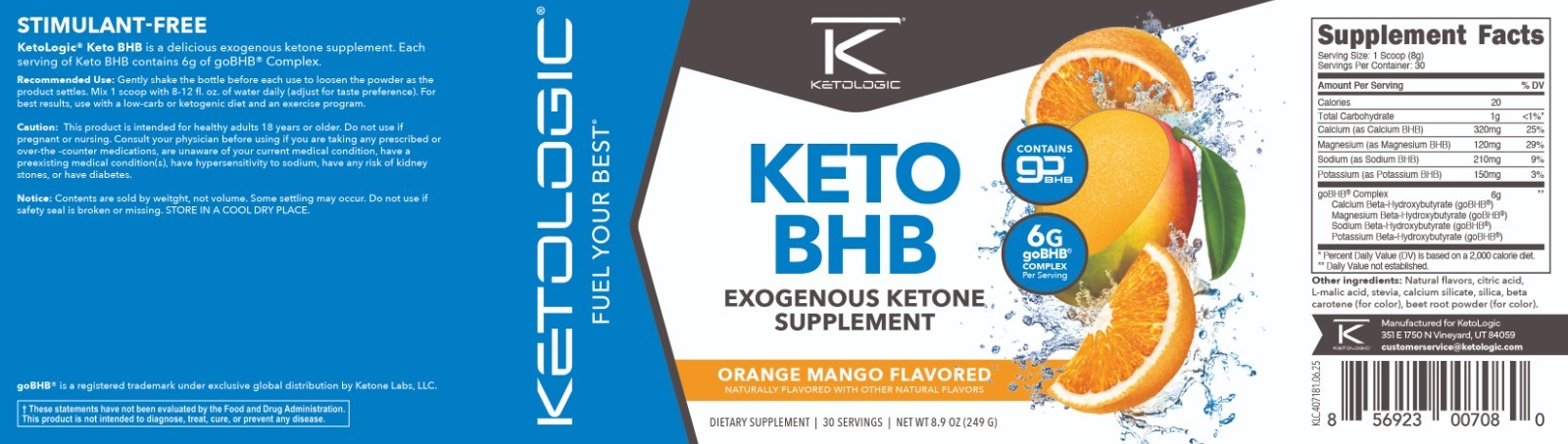 KetoLogic Keto BHB (Orange Mango Flavor) 30 Servings