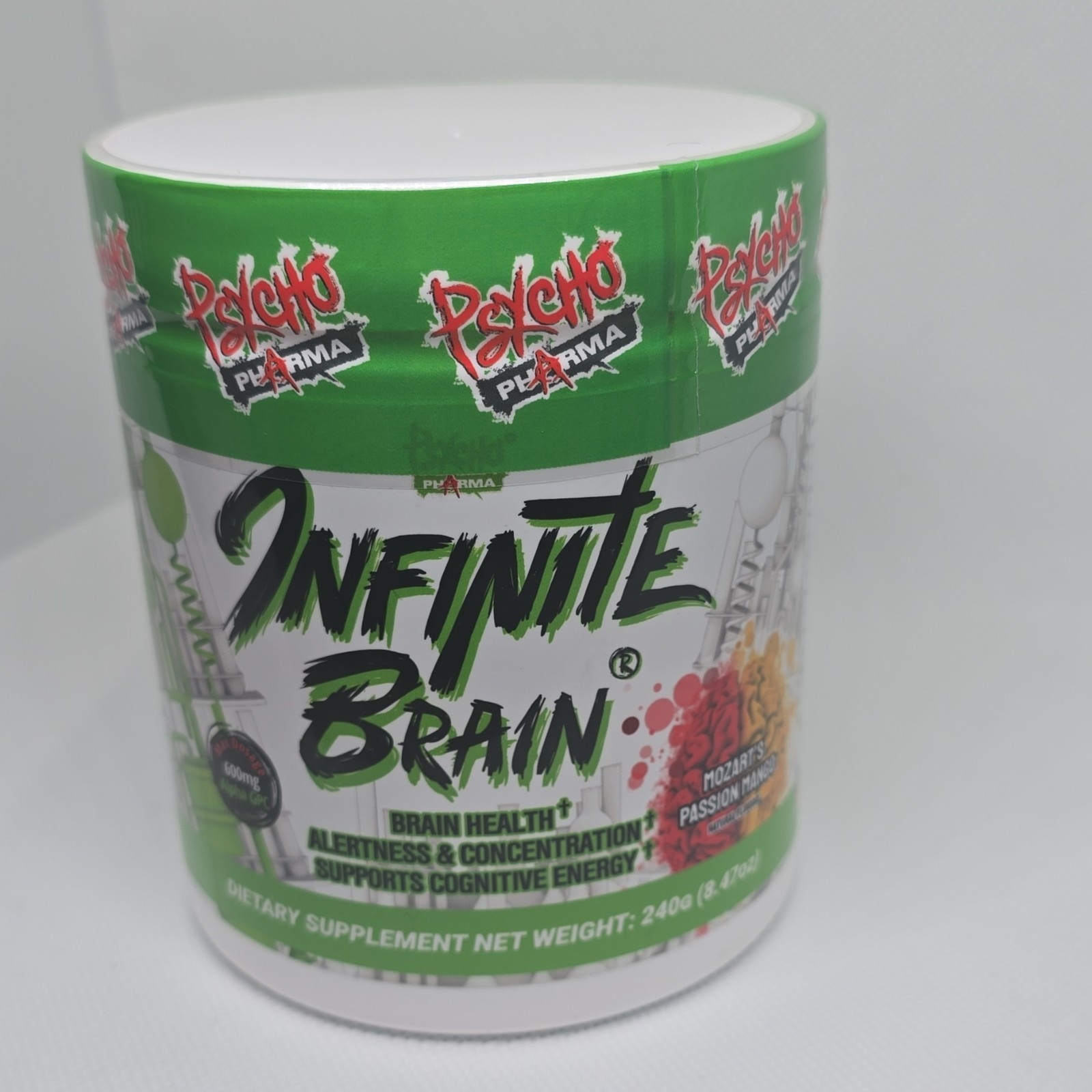 Psycho Pharma Nootropic Powder Mozart’s Passion Mango B6 B12 Tyrosine 240g