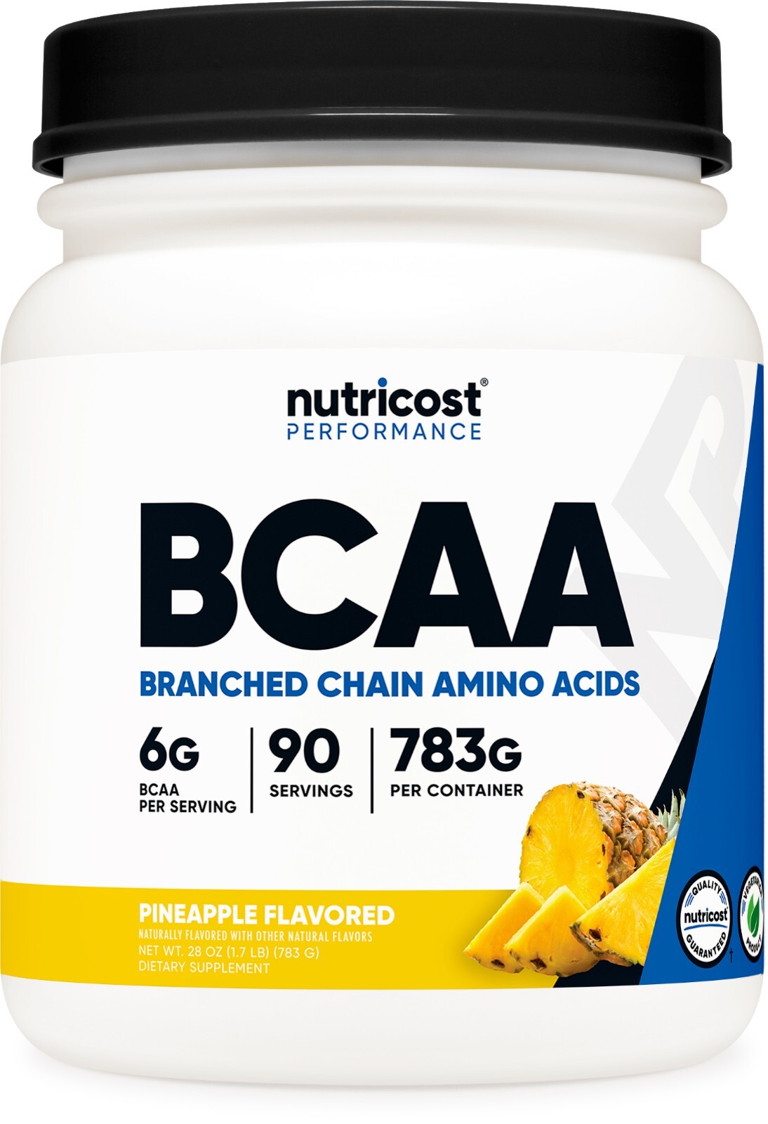 Nutricost BCAA Powder (Pineapple) 90 Servings – Gluten Free and Non-GMO