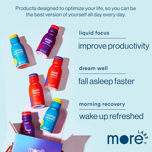 More Labs Liquid Focus, Nootropic Smart Drink with 3.4 Fl Oz (Pack of 12)